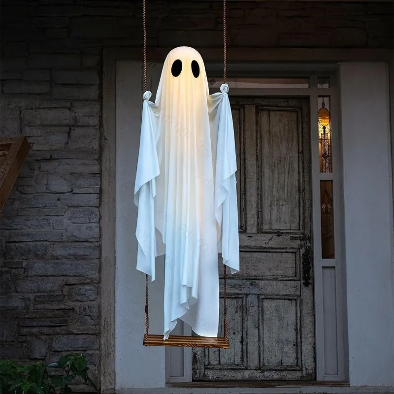 Halloween large swing cute luminous ghost front porch courtyard hanging decoration