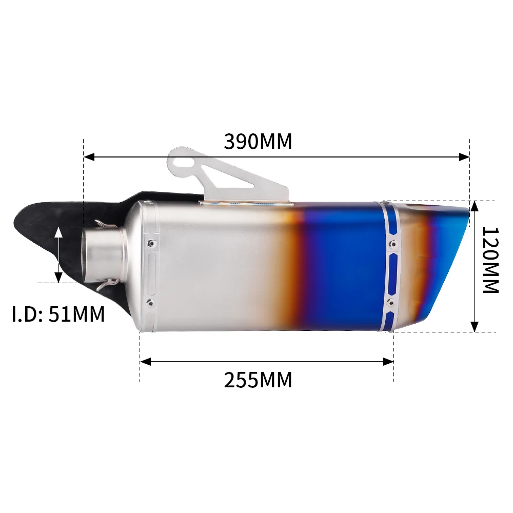 

Motorcycle Exhaust Universal 51mm K10 Half Blue Muffler with Carbon Cover For 250SR 400NK XMAX125 NSS350 MT03 CB400F Z400