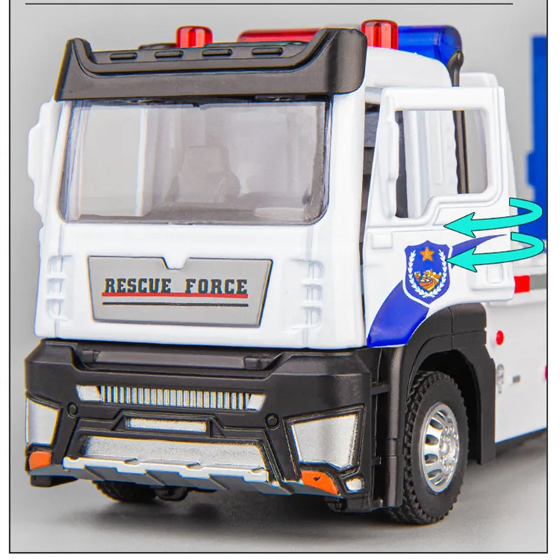 New product 1:50 alloy pull back flat transportation car model,quality rescue car toy,simulation sound and light toy,wholesale