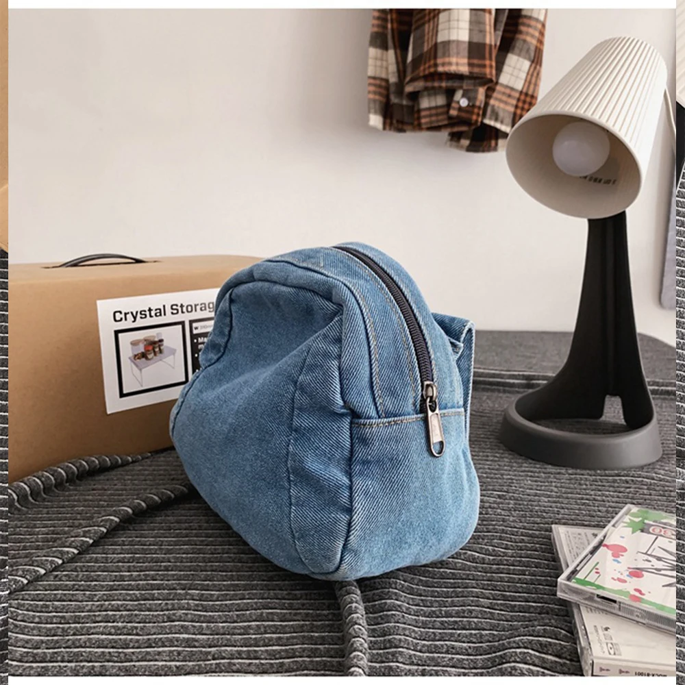 Sac à Bandoulière en Denim Personnalisé pour Femme, Mini Sac à Dos Rétro Décontracté avec Nom Brodé, Cadeau