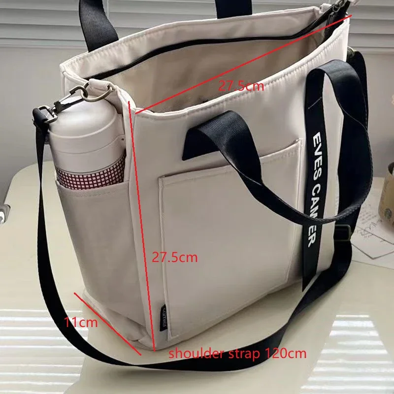 New Casual Tote Large Capacity Shoulder Bag Nylon Waterproof Canvas Handbag Simple Fashion Messenger Bags for School Girl