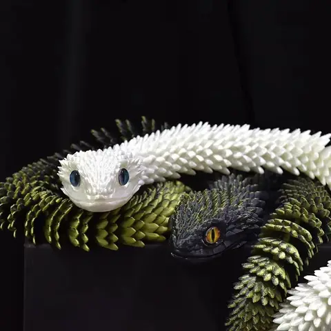 3D Printed Snake Multi-Joint Rotatable Stereoscopic Snake Animal Model Figurine Snake Office Desktop Ornament New Year Gifts