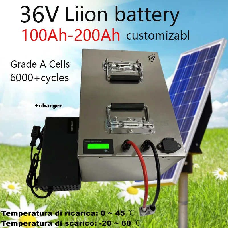 

Batterie Lithium li ion Étanche, 36V, 100Ah, 200Ah, 150Ah, avec Batterie Lithium , pour Tricycle, Voiturette de Golf 5000W,