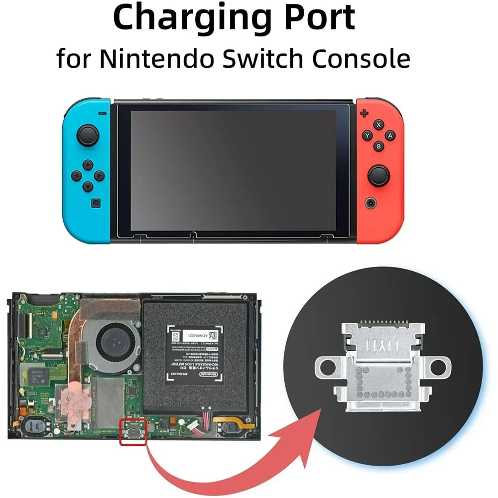 Puerto de carga de 10 piezas para Nintendo Switch, Conector de carga USB tipo C de repuesto