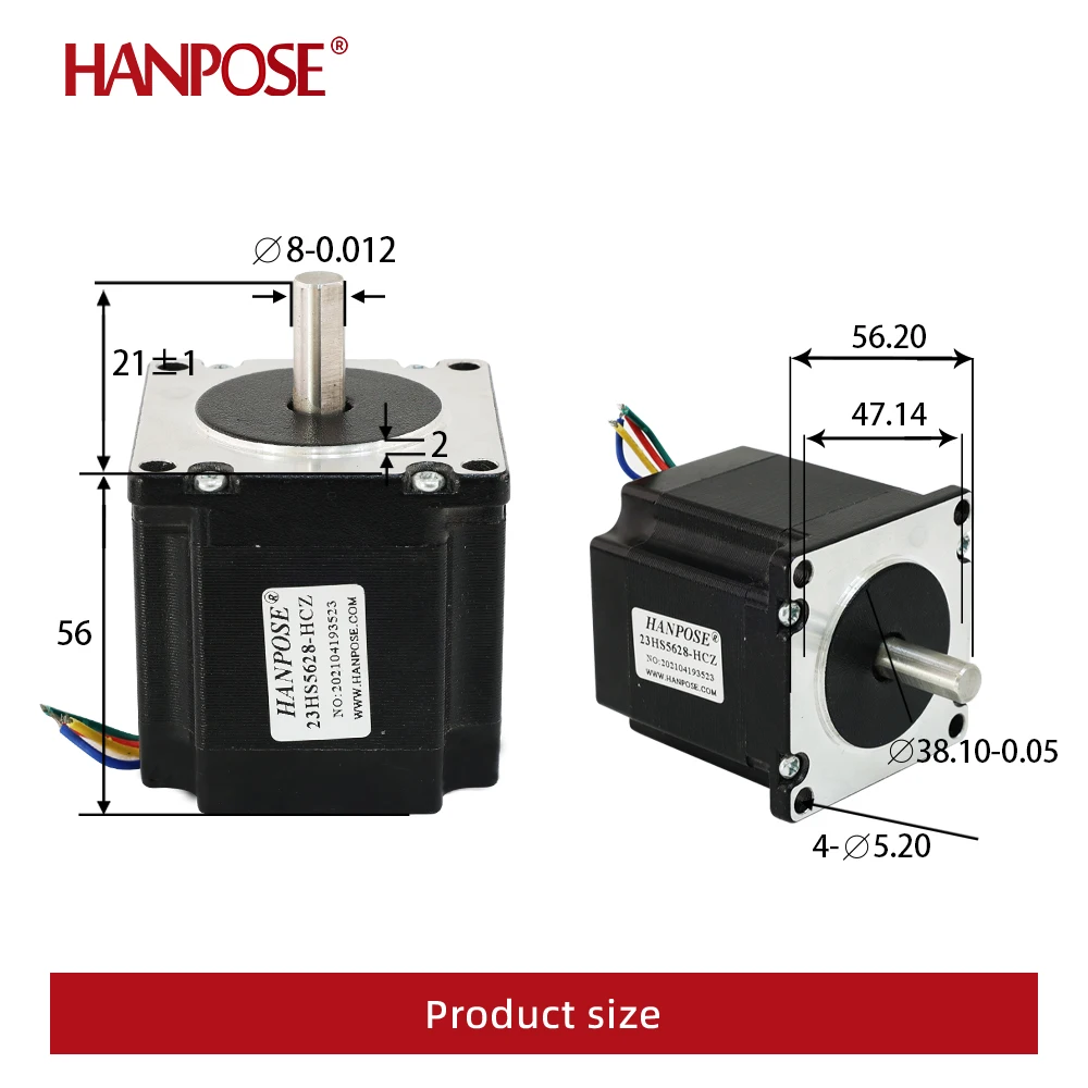 1.8 Degree 23HS5628-HCZ 4 Leads Nema 17 Stepper Motor 2 Phase 23HS5628-HCZ 2.8A Torque 0.7N.m For CNC Laser 3D Printer 12V