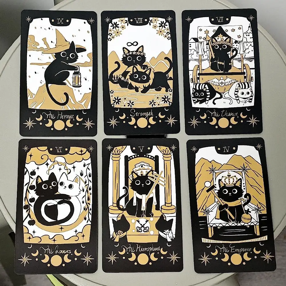 

10.3*6cm Adorable Cat Tarot Deck 78 Cards Deck Black