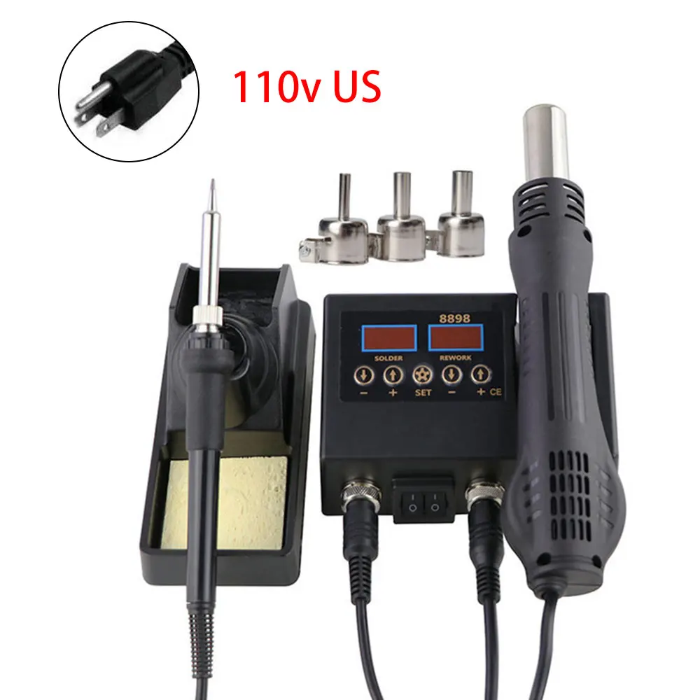 

Hot Air Gun and Electric Soldering Iron 2-In-1 Desoldering Station 8898 Repair Welding Tool Set