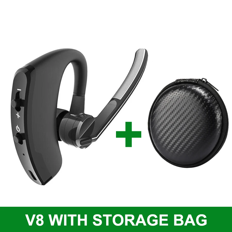 Nieuwe V8/V9 zakelijke Bluetooth-headset stereo HD draadloze hoofdtelefoon Auto handsfree oortelefoon met HD-microfoon voor iPhone Samsung Huawei