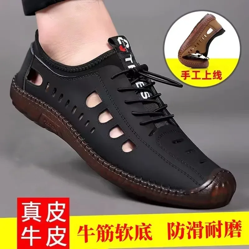 Summer Mens Casual Shoes Breathable Fashion Sneakers Slip on Business Soft Walking Flat Lofaers Sandalias Hombre