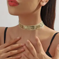 Female Personality Shiny Disco Choker Necklace Sequined Clavicle Chain