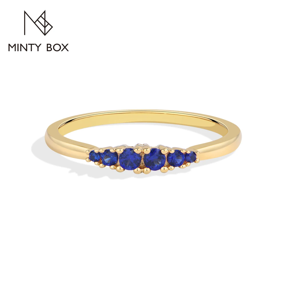 MintyBox Classic Lab Sapphire/Ruby/Emerald Ring 925 Sterling Silver Stackable Rings for Women Men Daily Wear Office Jewelry Gift