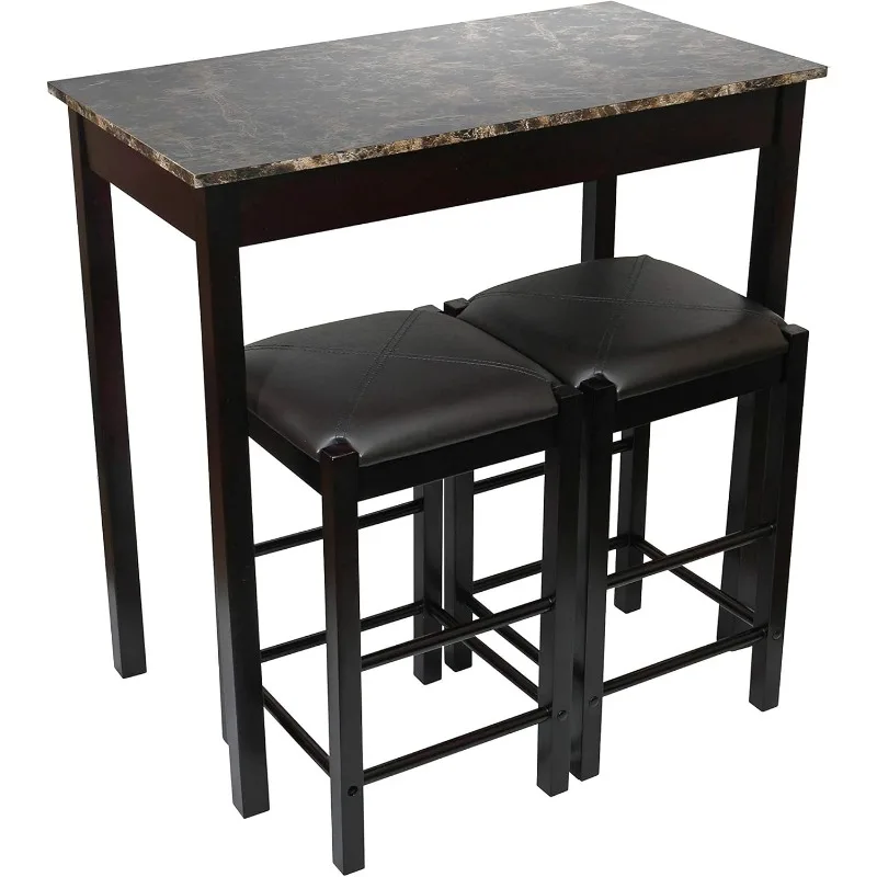 

Remington High Top Counter Height Bar and Pub Table Set with 2 Chairs, Brown