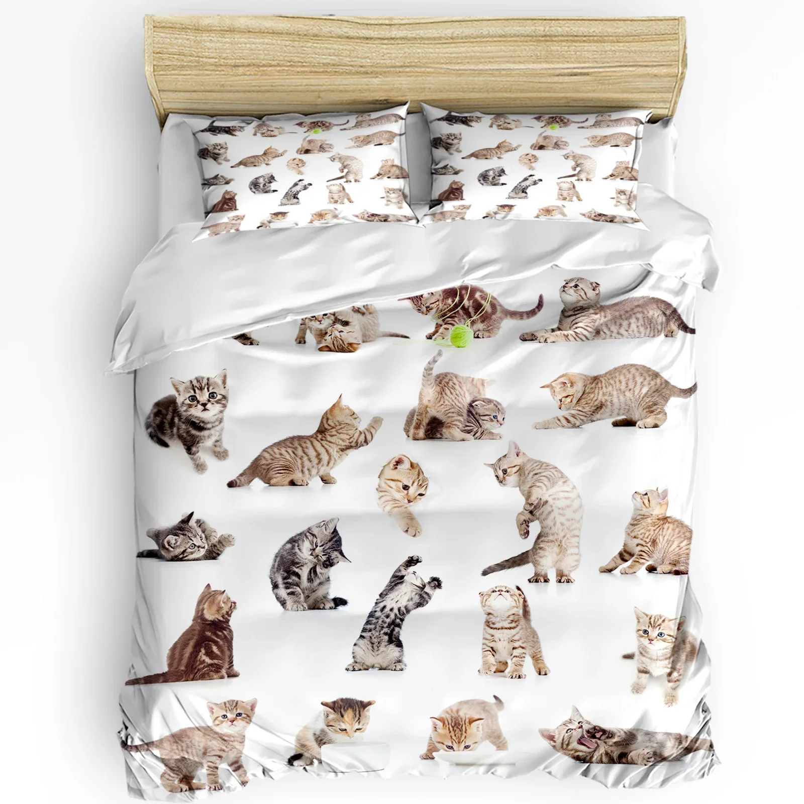 

3pcs Bedding Set Cute Kitten Pet Cat Home Textile Duvet Cover Pillow Case Boy Kid Teen Girl Bedding Covers Set