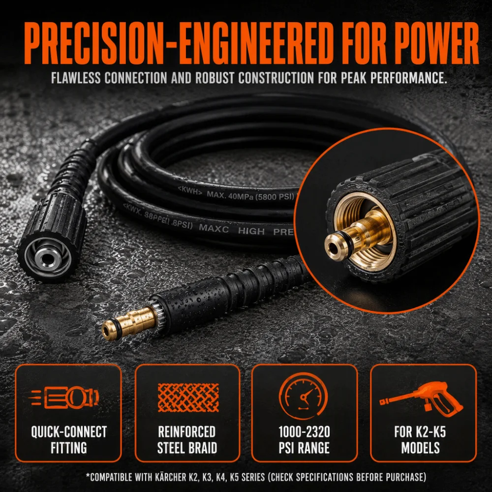 High Pressure 5800PSI High Pressure Washer Hose High Pressure Water Cleaning Auto Washer Hose Rubber Hose Pipe For Vehicle