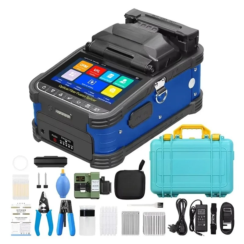 FS-60F Fully Automatic Optical Fiber Welding Machine 6 Motor with OPM VFL 5 Inch Touchscreen Fiber Optic Fusion