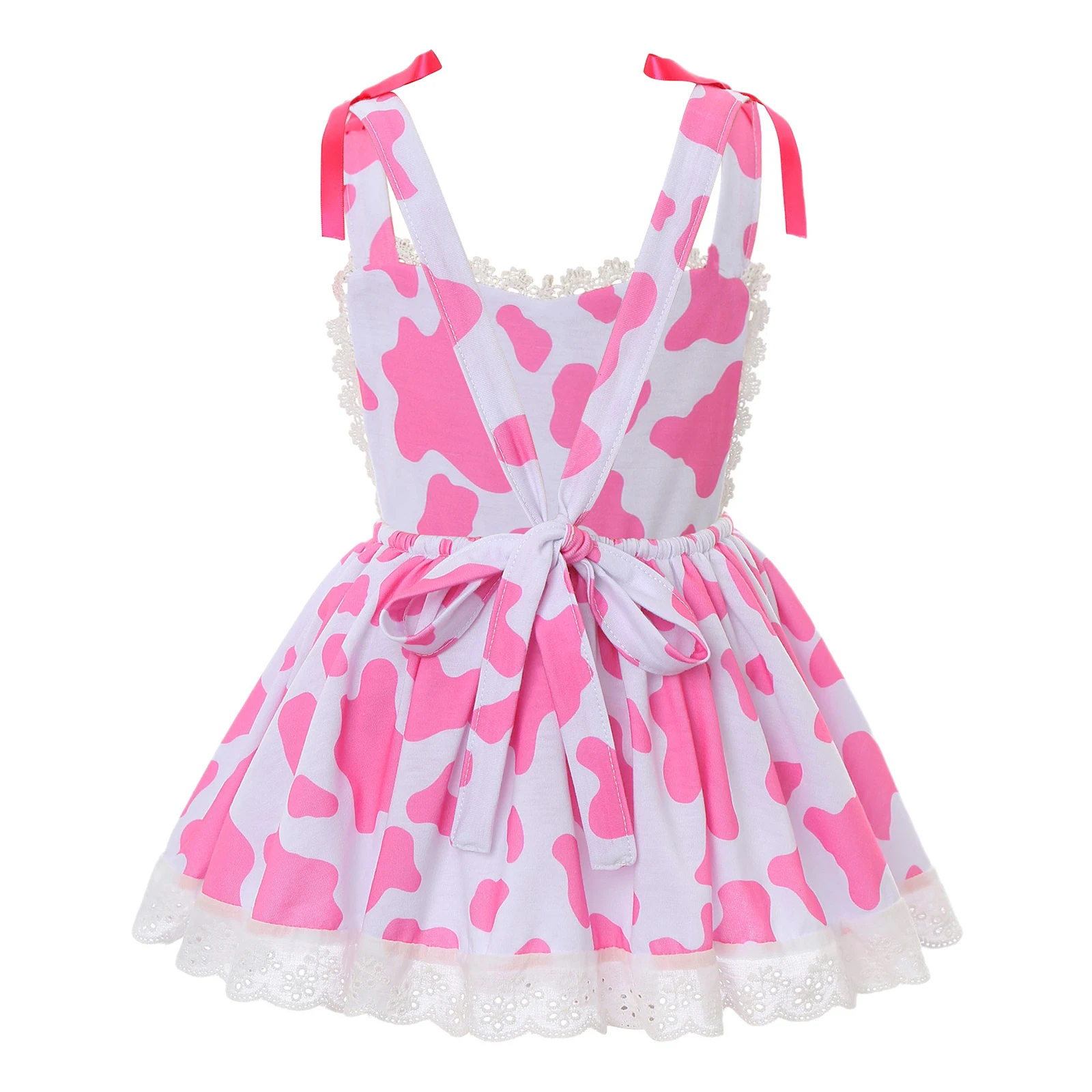 Baby Girls Cow Print Cute Tulle Tutu Romper Dress Sleeveless Backless Summer Dress for Birthday Party Cake Smash Photo Shoot