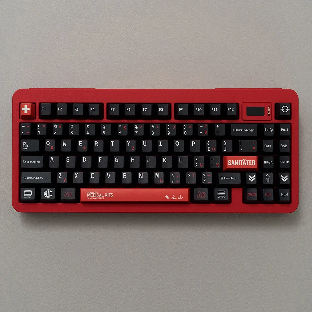 Red and black German root PBT sublimation original factory height black keycap