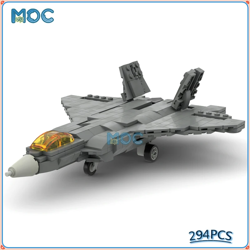 MOC Building Blocks F-22 Raptor V2 Military Stealth Fighter Warplane Sets Assemble Bricks Toys Ultimate Collection Gifts 294PCS