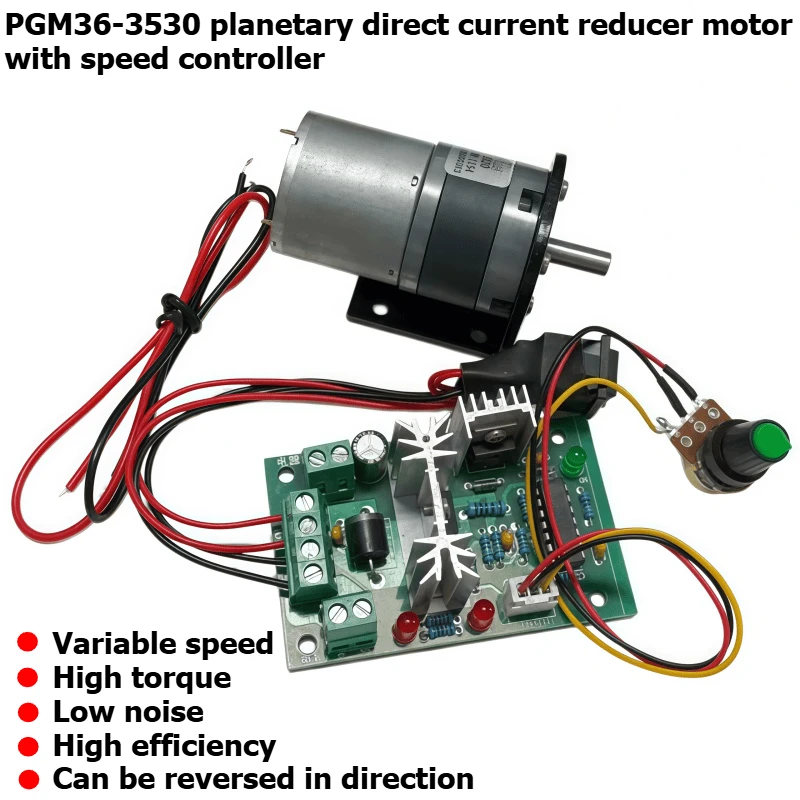 36-3530 Planetary DC Speed Reduction Motor 12V/24V, Speed Control Motor with Metal Tooth Belt Governor, Bracket