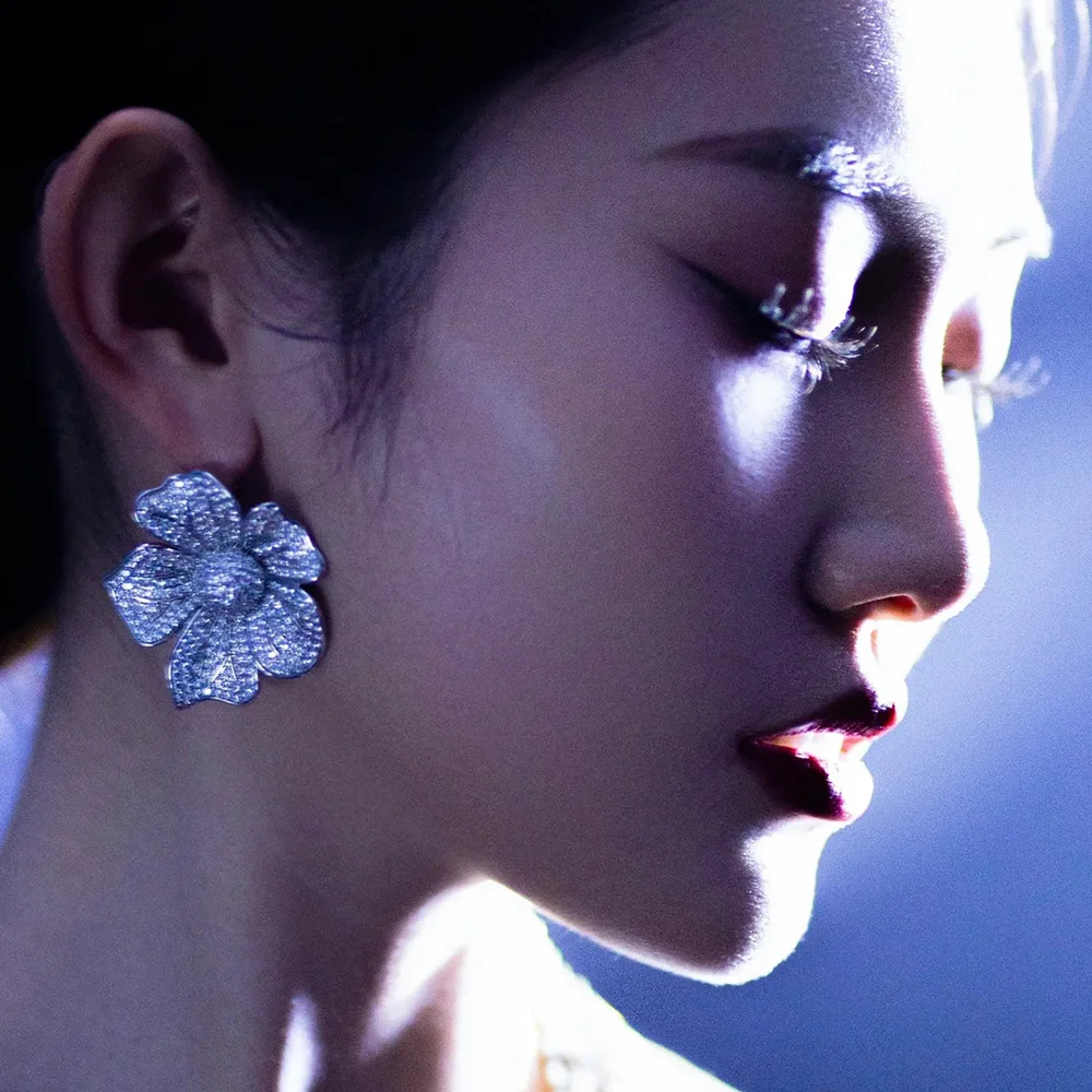 

GODKI Spring Flower Trendy Cubic Zircon Indian Earrings for women Wedding Engagement Party JEWELRY GIFT