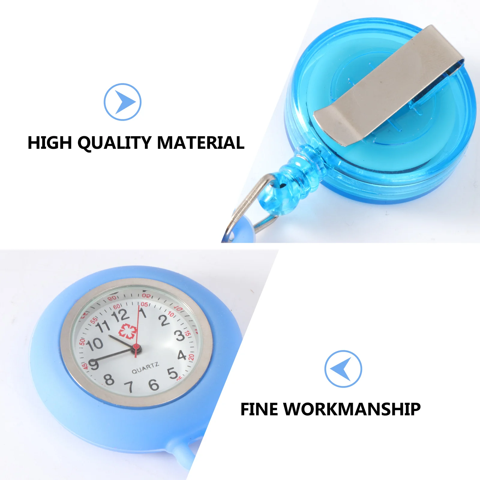 

Nurse Pocket Watch Badge Reel Clip on Students Durable Smiling Face Lightweight Accurate Time Keeping Pocket Hanging Watch