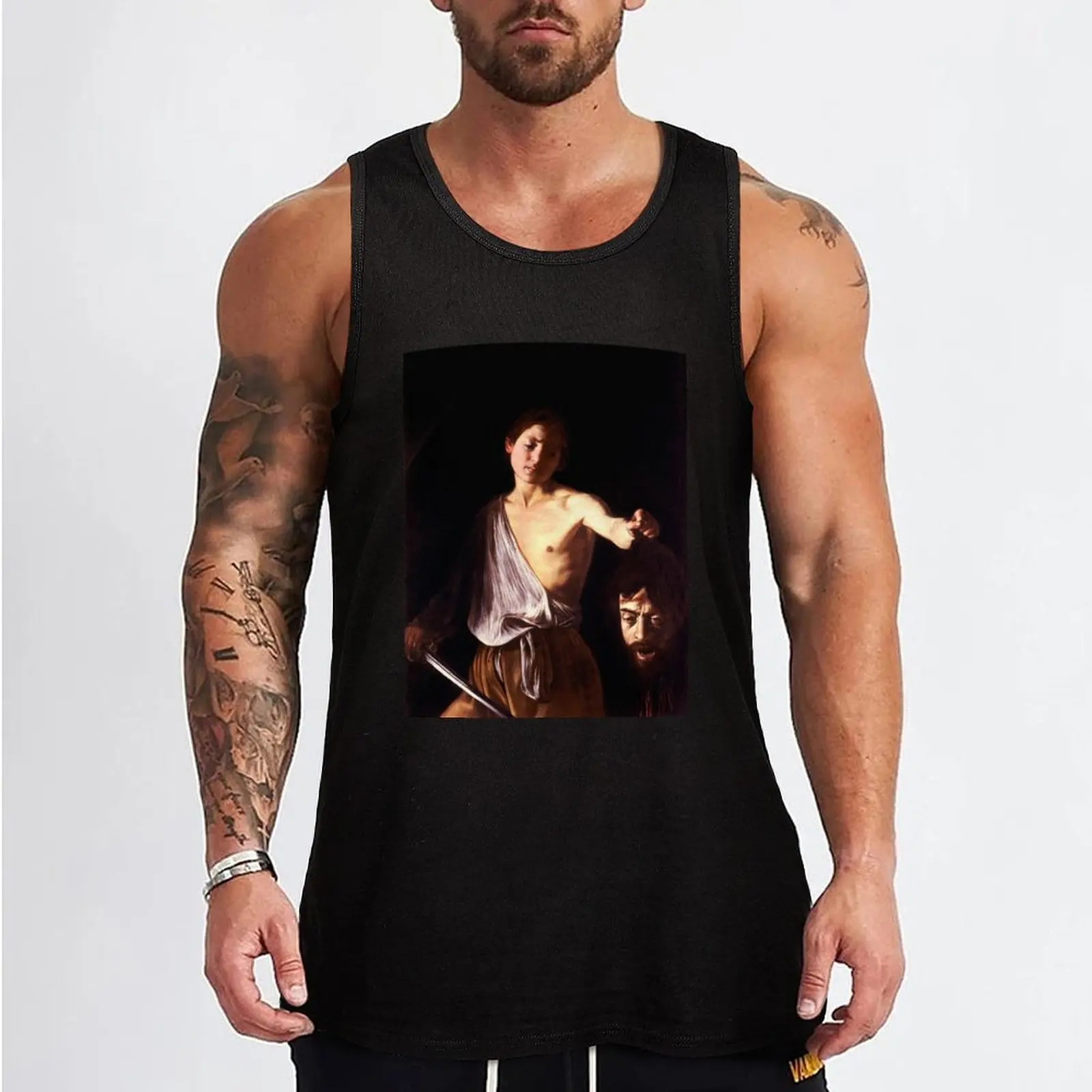 High Resolution Caravaggio David With The Head of Goliath 1610 Tank Top male top summer clothes vest for men