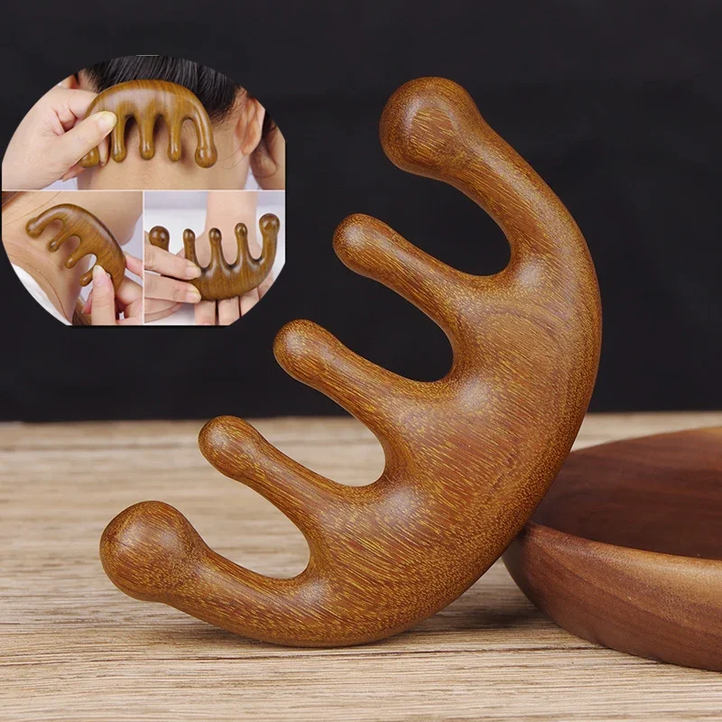 Head Massager Sandalwood Comb Hair Wide Tooth Wooden Head Massage Comb Scalp Anti-static Body Acupoint Massage Tools