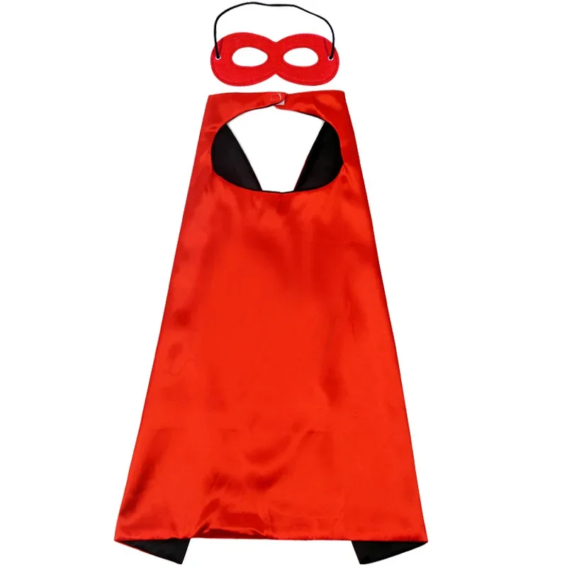 Superhero Cosplay Costume Solid Two Colored Satin Super Hero Cloak Children Cape Boys Girls Satin Halloween Carnival Party