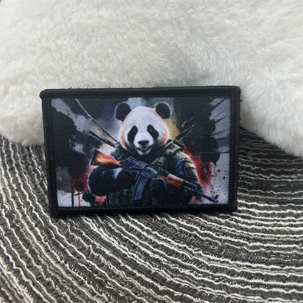 Panda Warrior Armband Cartoon Creative Printing Tactical Patch Military Shooting Equipment Hook and Loop Backpack Stickers