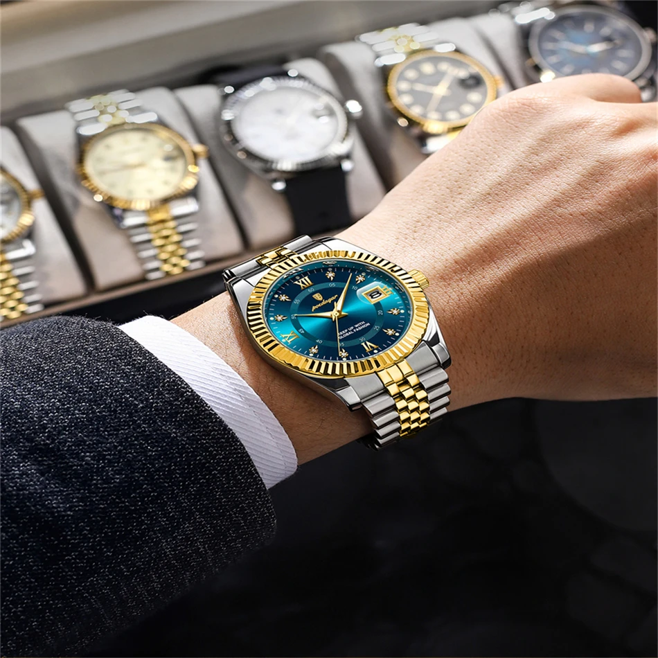 POEDAGAR ساعة معصم رياضية فاخرة للرجل مقاوم للماء مضيئة تاريخ الرجال ساعة كوارتز الفولاذ المقاوم للصدأ ساعات رجالية ذكر Reloj + صندوق #6