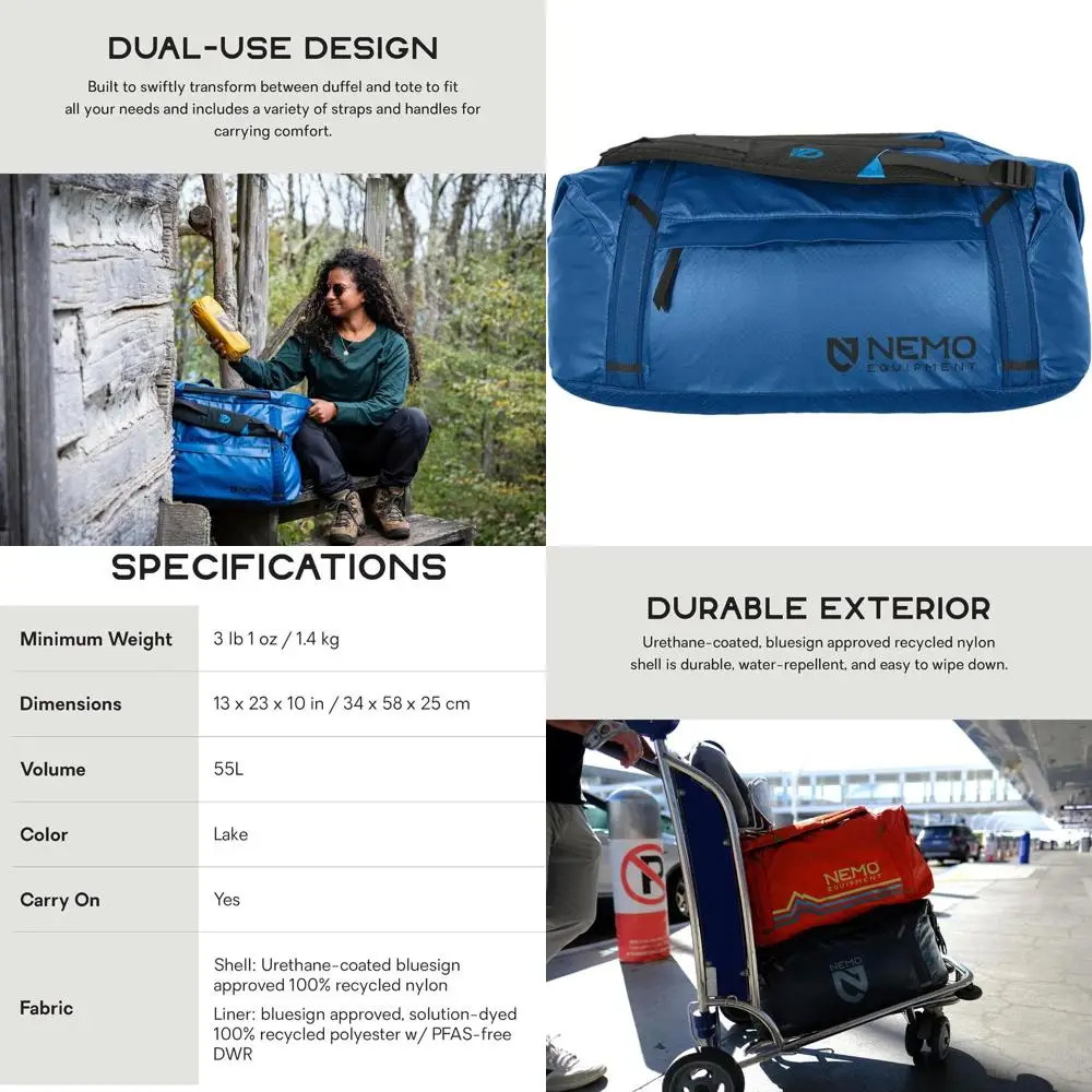 

Водонепроницаемая сумка-рюкзак 2-в-1 объемом 55 л для снаряжения - Lake