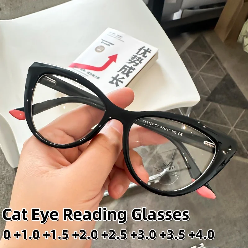 

Retro Cat Eye Reading Glasses Fashion Anti Blue Light High-definition Goggles Optical Prescription Eyeglasses 0 TO +4.0
