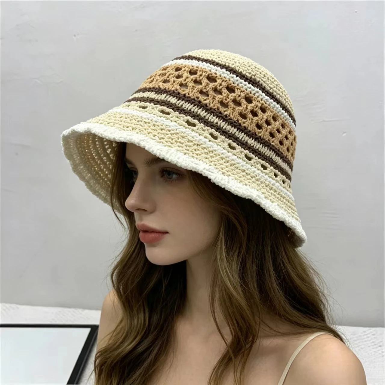 

New Summer Mix Color Bucket Hat For Women Outdoor Hollow Breathable Sunshade Beach Panama Fisherman Cap Fashion Girls Gift