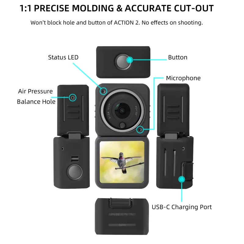 لينة غطاء من السيليكون مكافحة سقوط الغبار الغطاء الواقي قذيفة ل DJI العمل 2 النسخة شاشة مزدوجة/النسخة السلطة كاميرا الملحقات