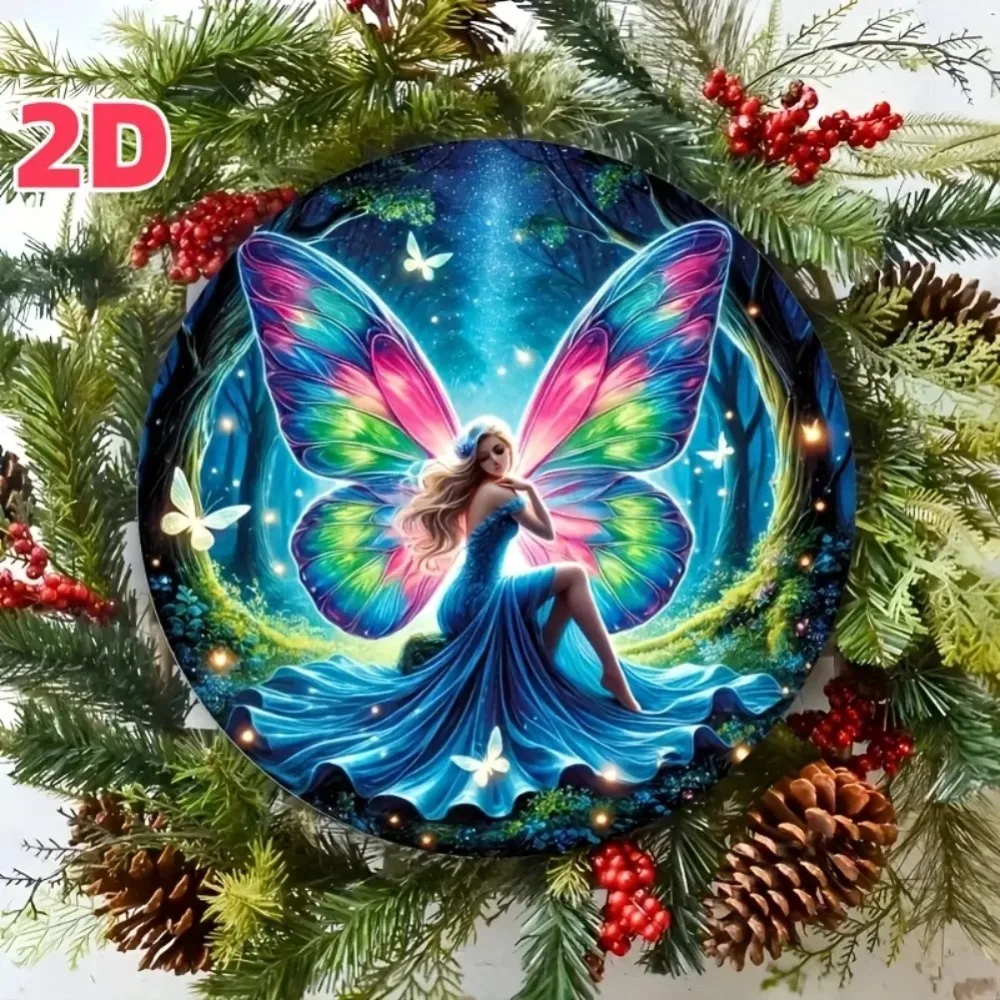 ساحر الغابات الجنية جولة 2D جدار الفن السحرية فراشة مليئة بالنجوم ليلة السماء ديكور المنزل بار #5