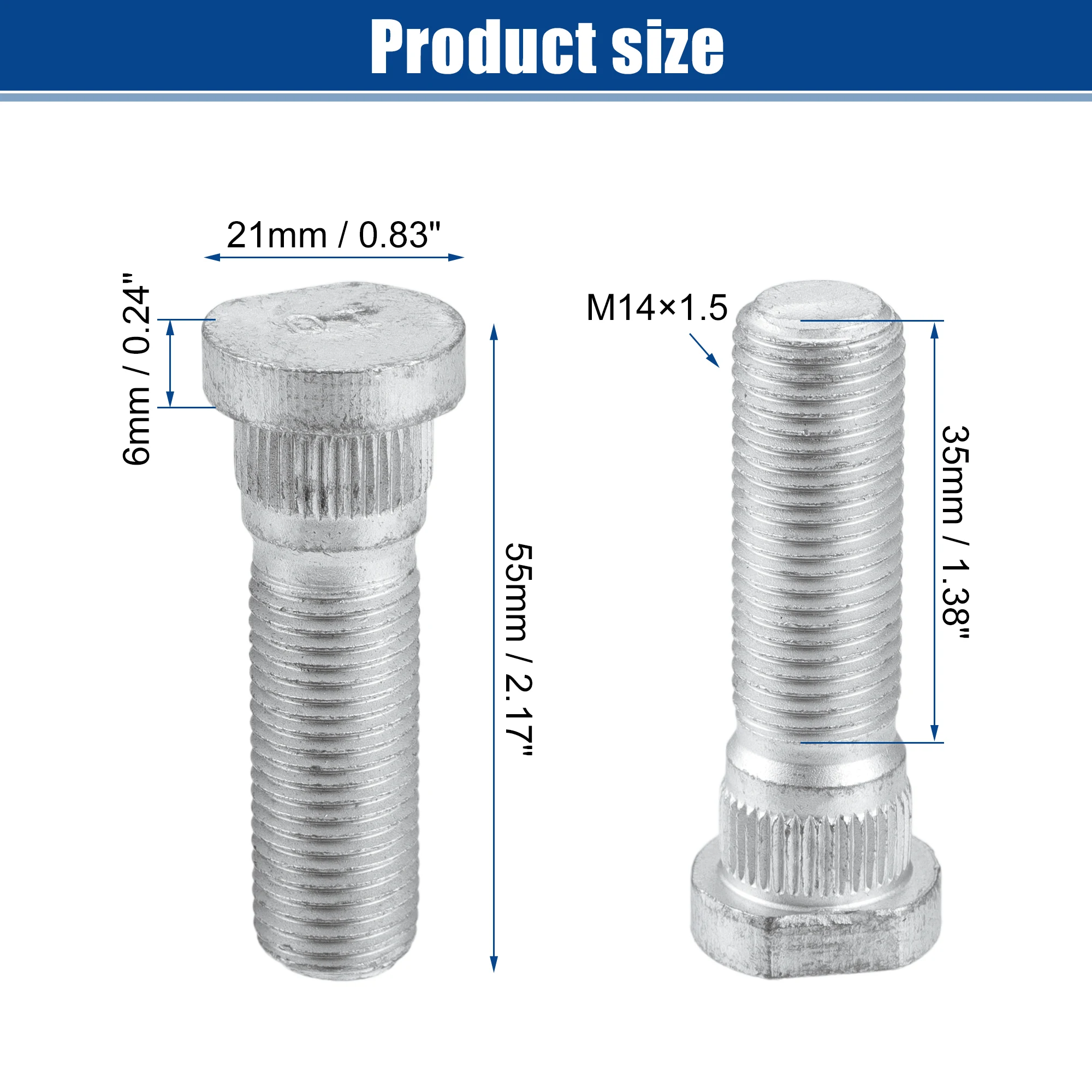 UXCELL 5pcs M14x1.5 Car Wheel Lug Bolts Steel Stud for Dodge Challenger 2008-2021 for Chrysler 300 2005-2021 No.6507915AA