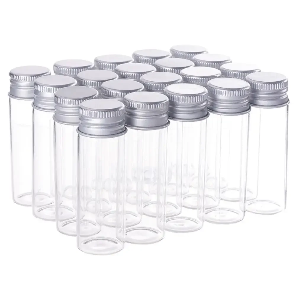 

15ml Small Clear Glass Bottles with Screw Aluminum Cap Empty Sample Jars for Jewelry Beads Containers Spice Candy Crafts Vials