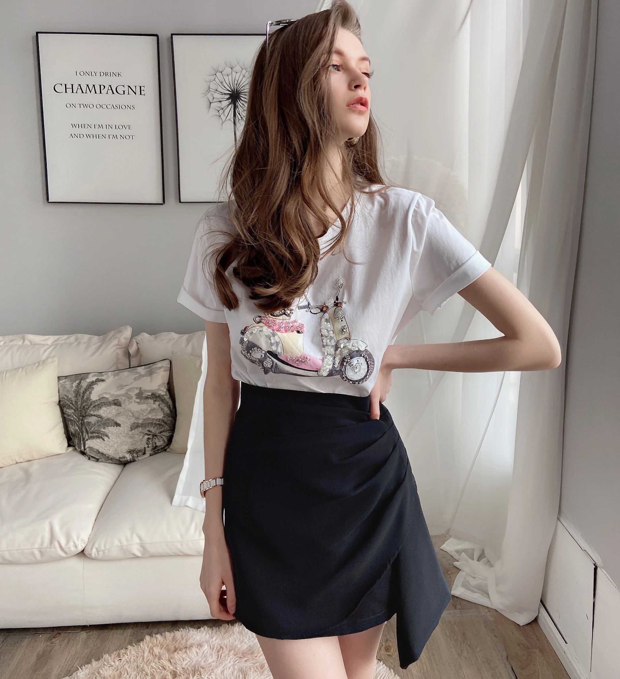 Dabuwawa Spring Summer Female Trend Vintage Print High Waist Irregular Mini Short Skirt Women Bottom 2023 DT1BSK005