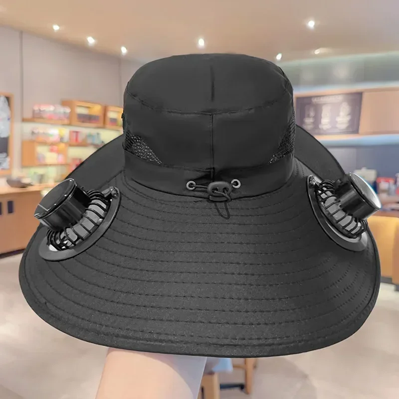 

Breathable Mesh Solar USB Hat with 2 Fans for Fishing Hiking Beach Outdoor Sun Protection Summer Sun Hats for Men Women