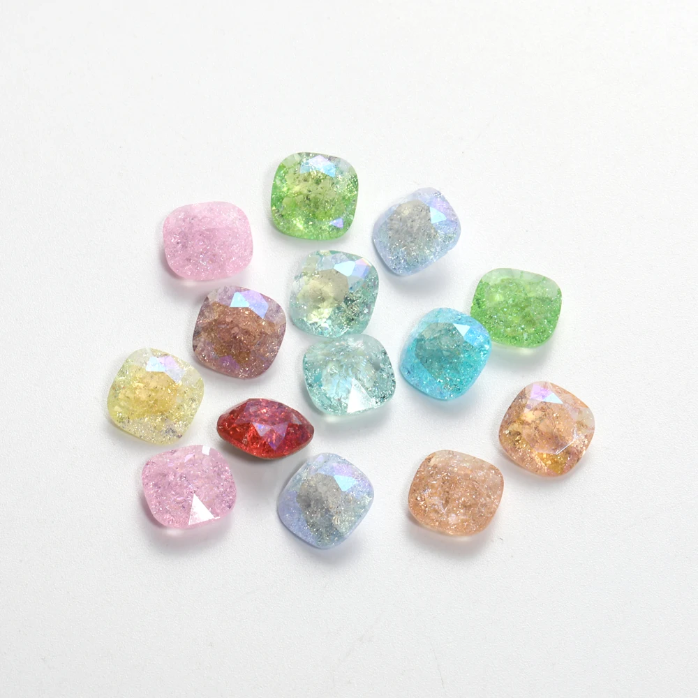 10mm Cushion Glass Stones Rhinestones Unfoiled Bottom Nail Art Charms Square Glass Crystals Strass Pointback Rhinestones