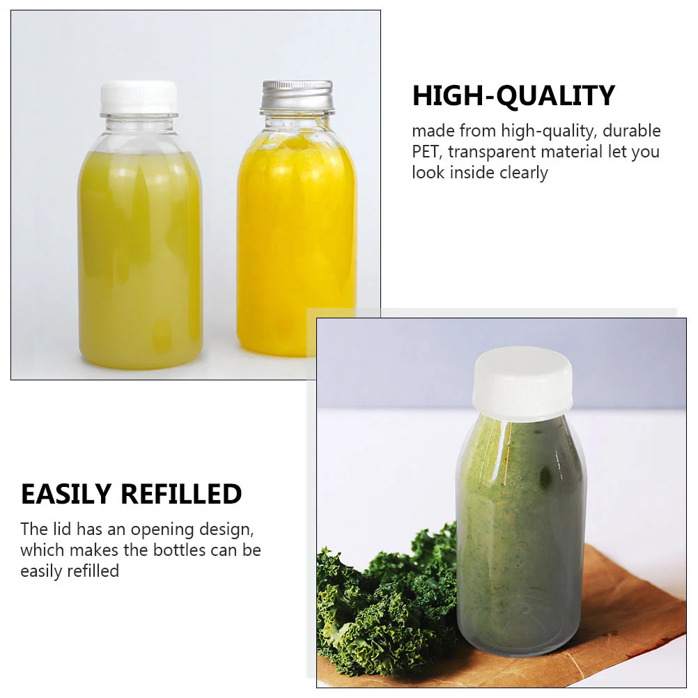 Botella de plástico para bebidas, embalaje para zumo, frutas y té, grado alimenticio para mascotas con cubierta
