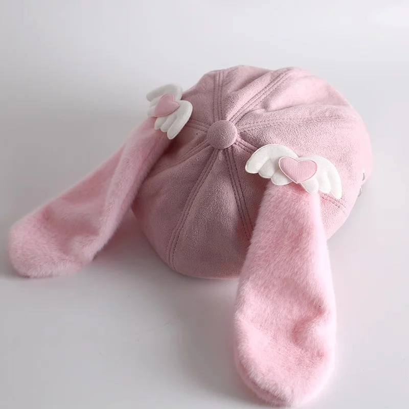 2025 المرأة اليابانية الوردي القلب أرنب قبعة Harajuku القوطية لوليتا الملاك قبعة الدانتيل قبعة ثقافة فرعية Y2K فتاة لطيف قبعات للحماية من الشمس