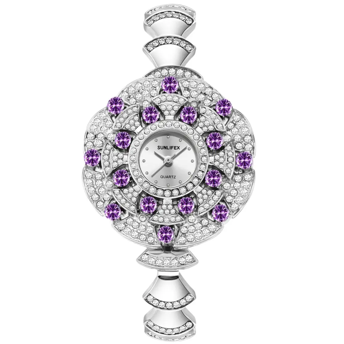 Серебряные часы с цветком, женские кварцевые наручные часы, роскошные часы-браслет, женские часы, женские часы со стразами и бриллиантами Reloj