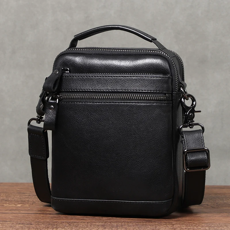 Men\'s Real Leather Shoulder Bag Husband Gift Fashion Black Designer Crossbody Bags Purse Small Men Messenger Bag Leather Handbag