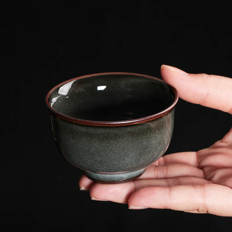 Handmade Qingbai Ceramic Gongfu Tea Cup from Longquan City Vintage Ice Crack Glaze Porcelain Tea Bowl for Tea Drinking And Se...