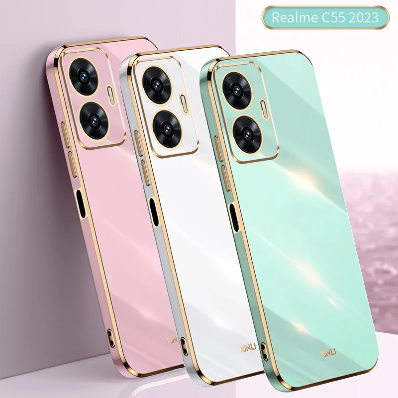 Case For Realme C55 Luxury Electroplate Gold Plating Soft Silicone OPPO Realme GT NEO 5 10 Pro plus 9i C33 V20 C31 C35 Cover