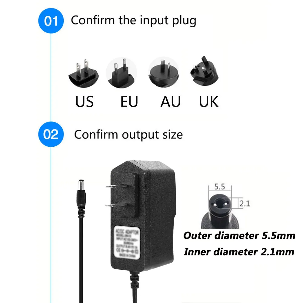 Adaptateur d'alimentation pour ordinateur portable, moniteur LCD 14V 0,5a 1A DC 5,5x2,1MM