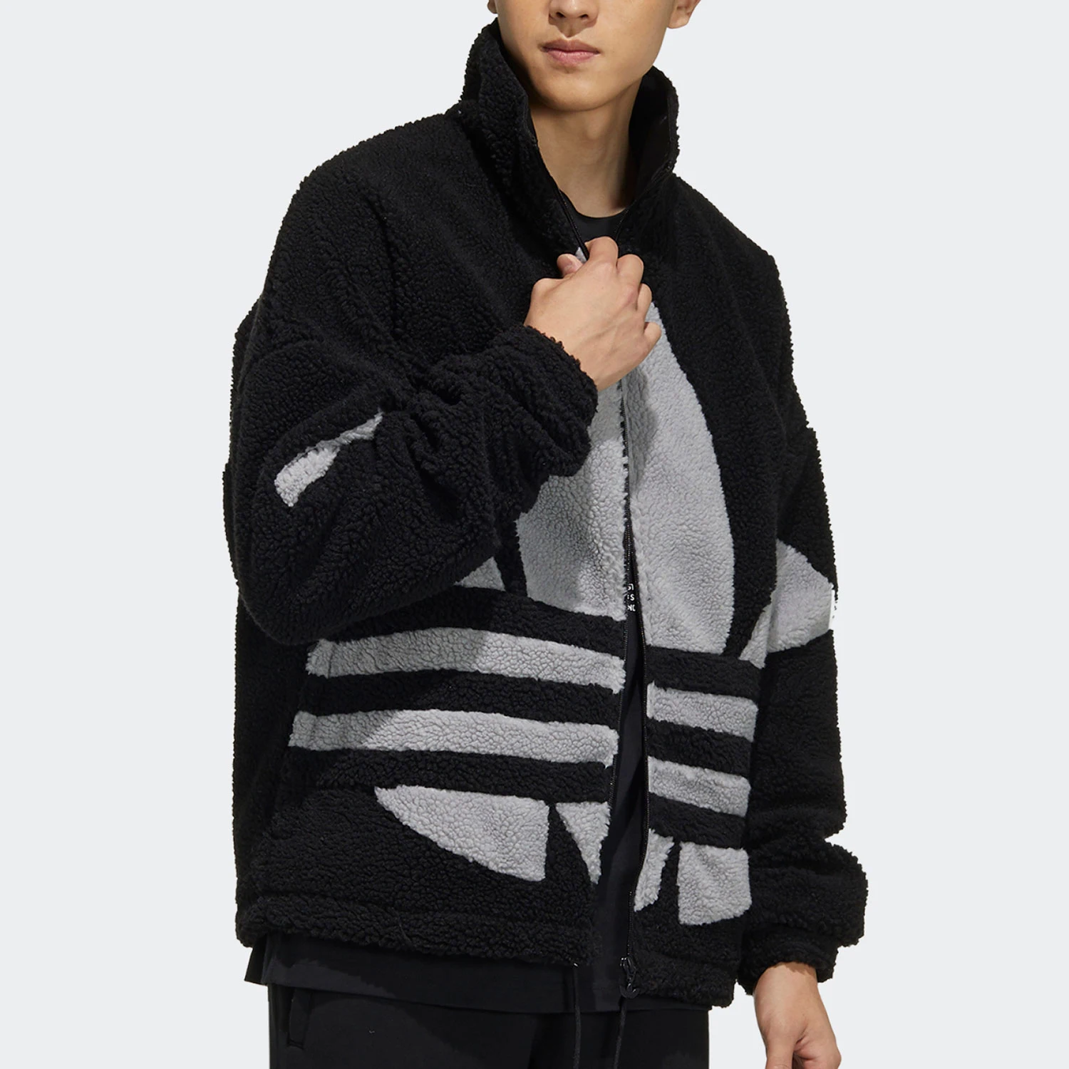 Adidas Official Three Stripes Men's and Women's Lambswool Stand Collar Warm Jacket HC0325
