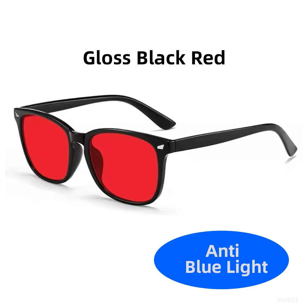Klassische rote Linse, blaues Licht blockierende Brille, quadratisch, für Männer, besserer Schlaf, Anti-Blaulicht-Filter, orange Damen-UV400-Brille – Detail 7