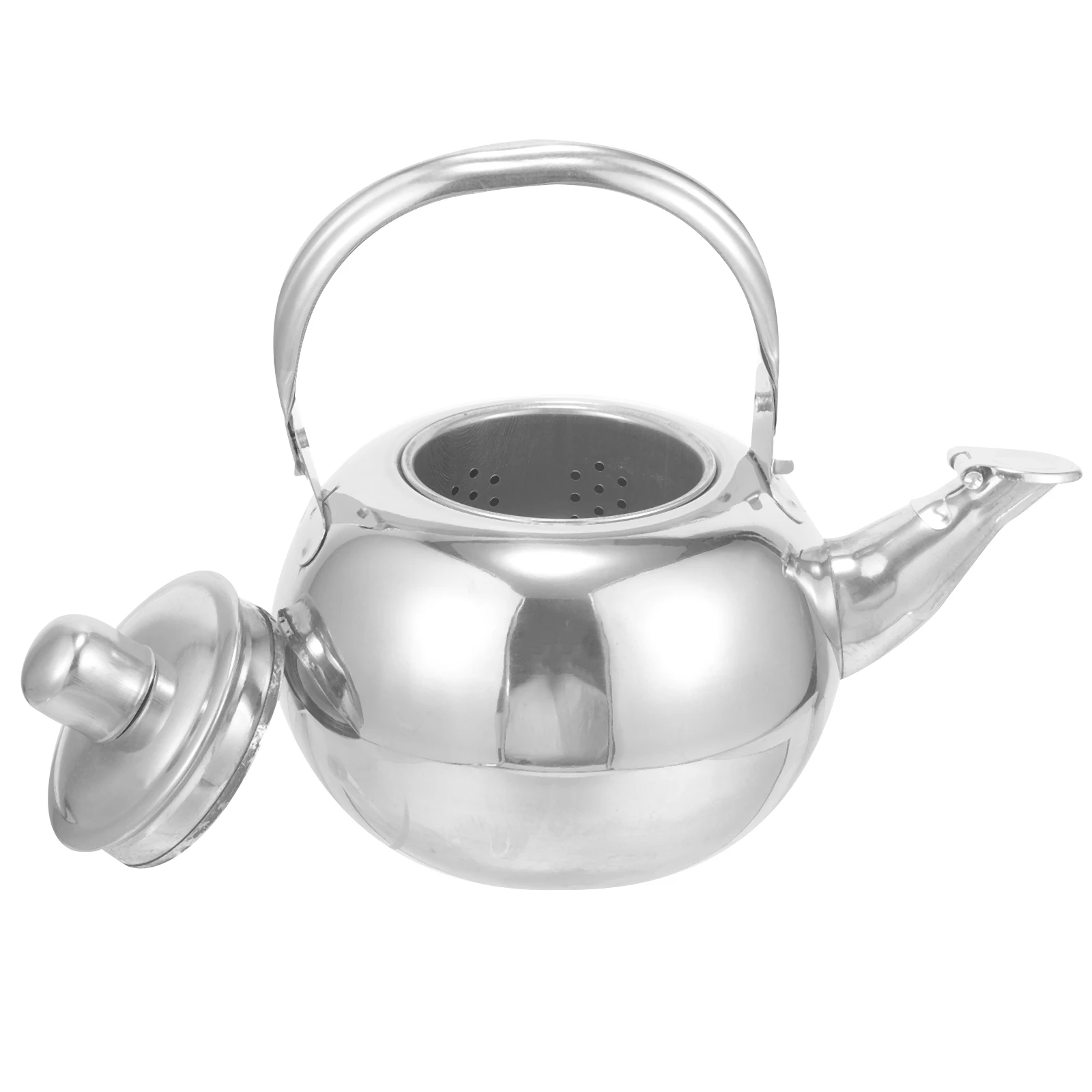

Stainless Steel 18cm Thickened Kettle for Stovetop Home Travel Filter Stainless Steel Home Teapot Suitable Loose Tea Coffee 2L
